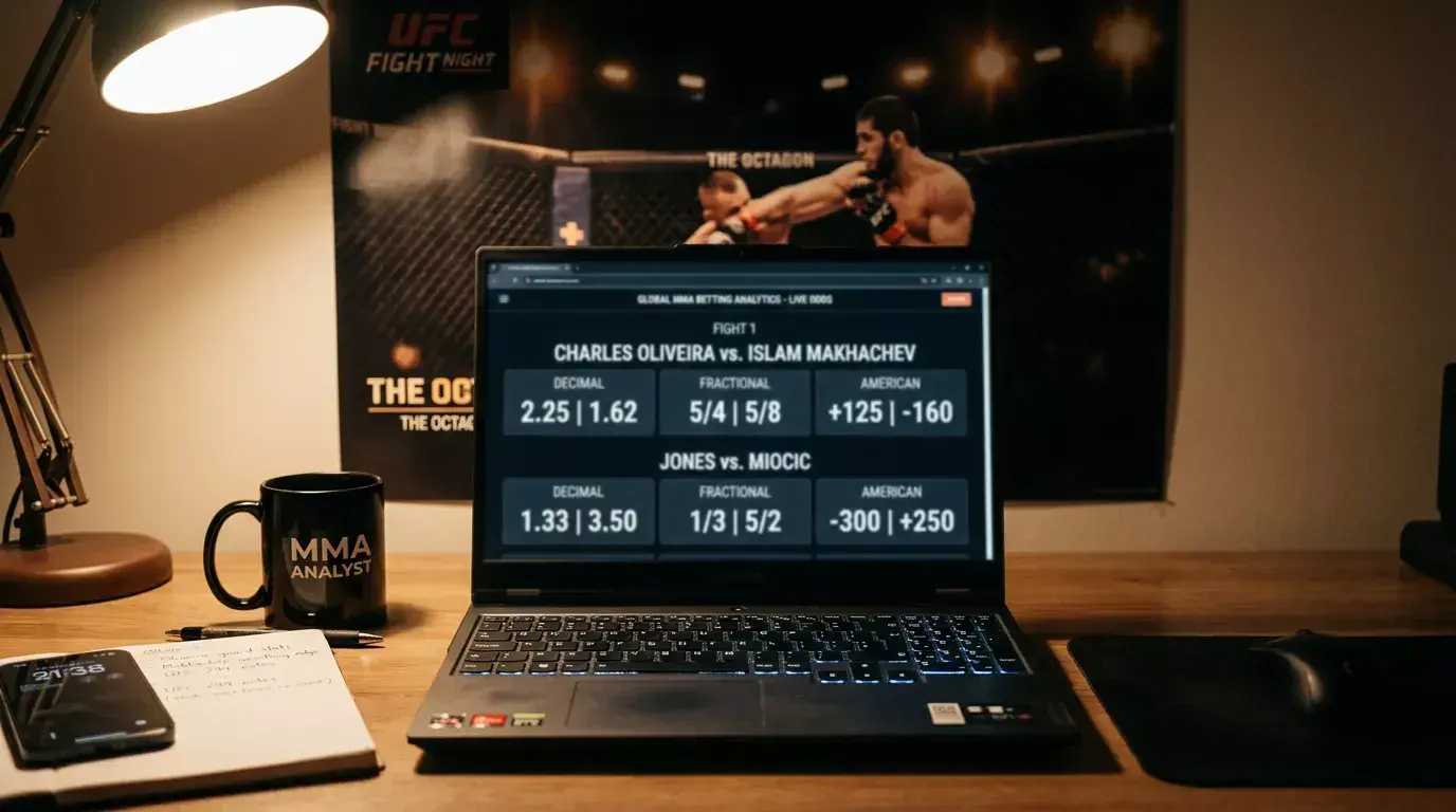 Odds UFC explicadas com exemplos de cotações decimais, americanas e fracionárias para apostas em MMA